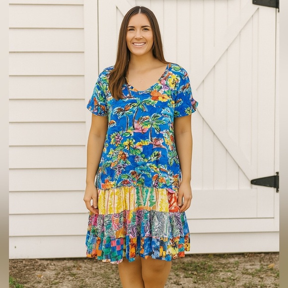Jams World Hattie Floral Drop Waist Mini Short Sleeve - Picture 1 of 7
